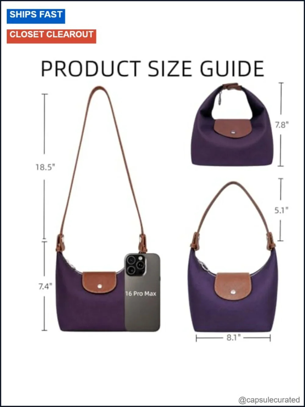 Convertible Crossbody Shoulder Bag Nylon Hobo Purse 2 Straps Lightweight